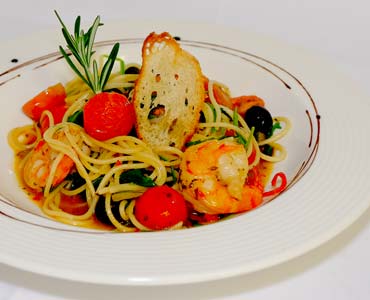 Spaghetti mit Riesengarnelen